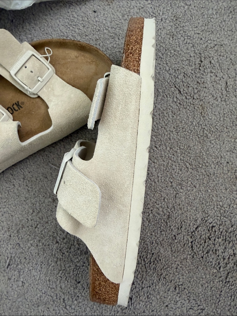 Birkenstock Off-White Suede Two-Strap Sandals - Picture 3 of 5